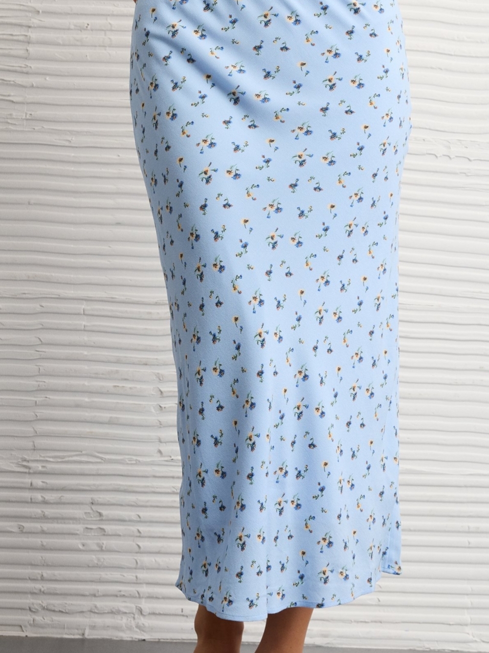 American Eagle Outfitters Light Blue Floral Midi Skirt